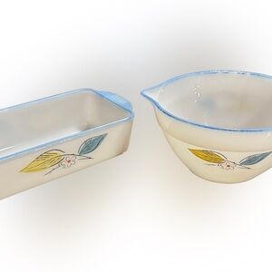 Vintage Fire King Biscayne Mixing Bowl & Loaf Dish
